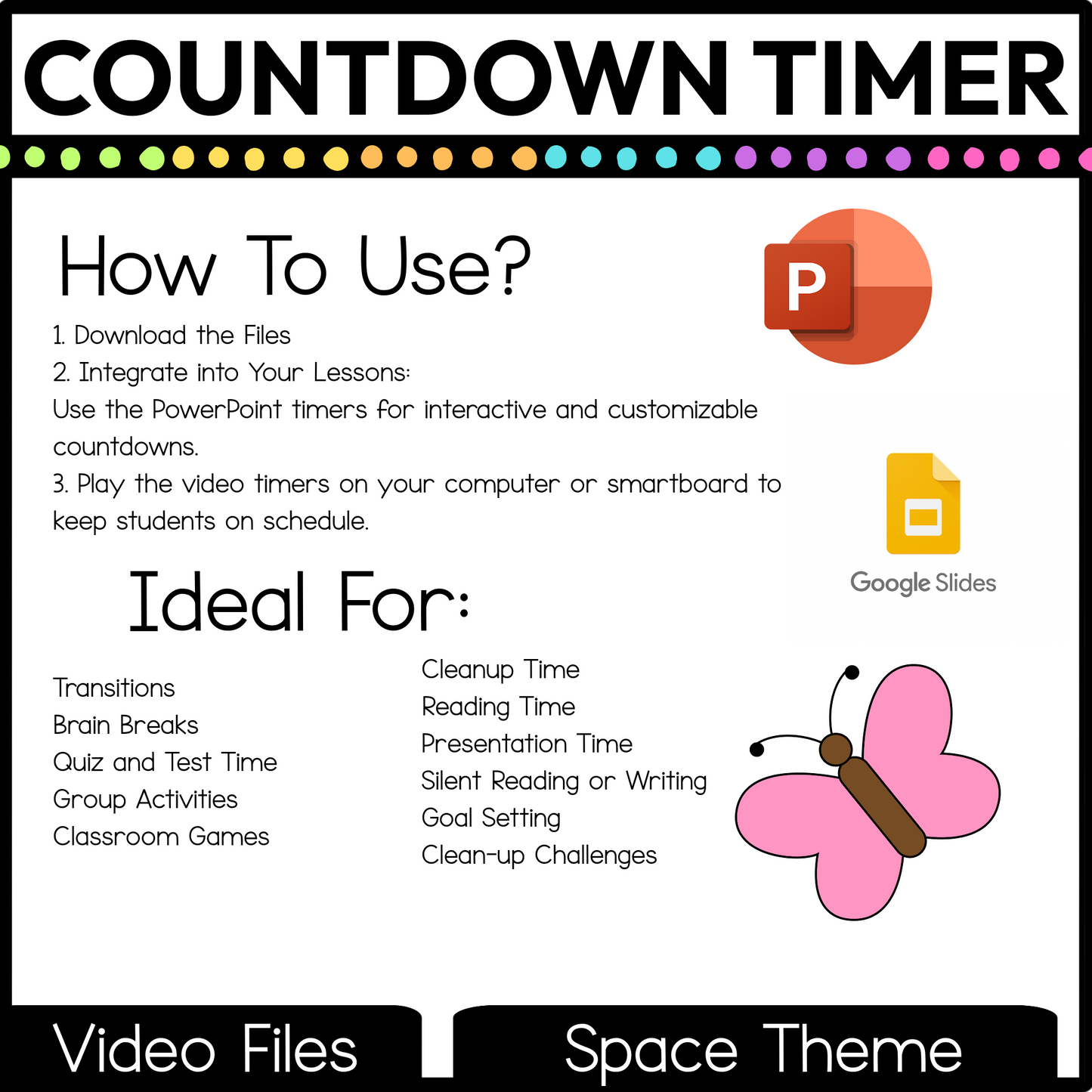 Space Theme Visual Timer Countdown Classroom Management Video