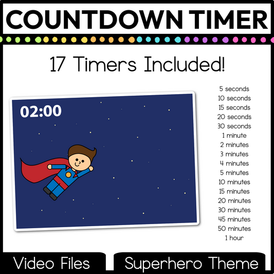 Superhero Theme Visual Timer Countdown Classroom Management Video
