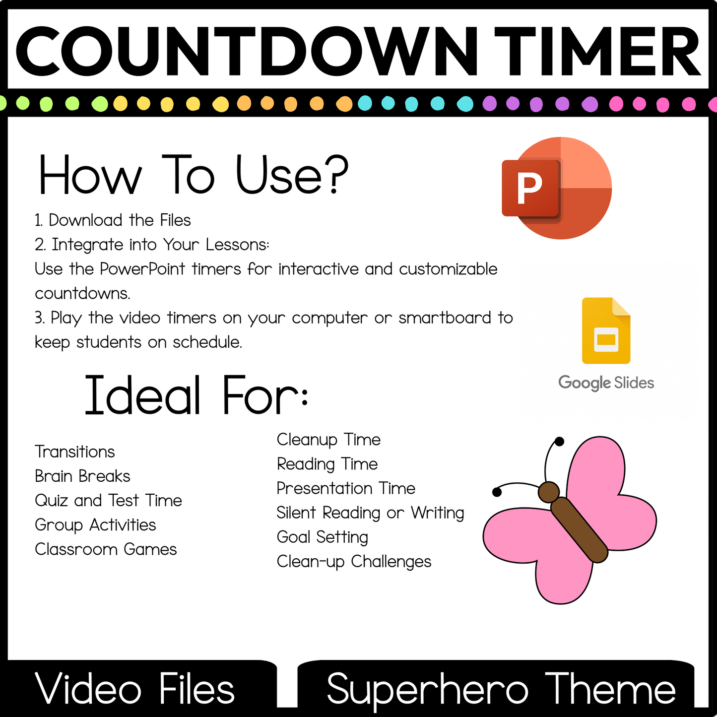 Superhero Theme Visual Timer Countdown Classroom Management Video