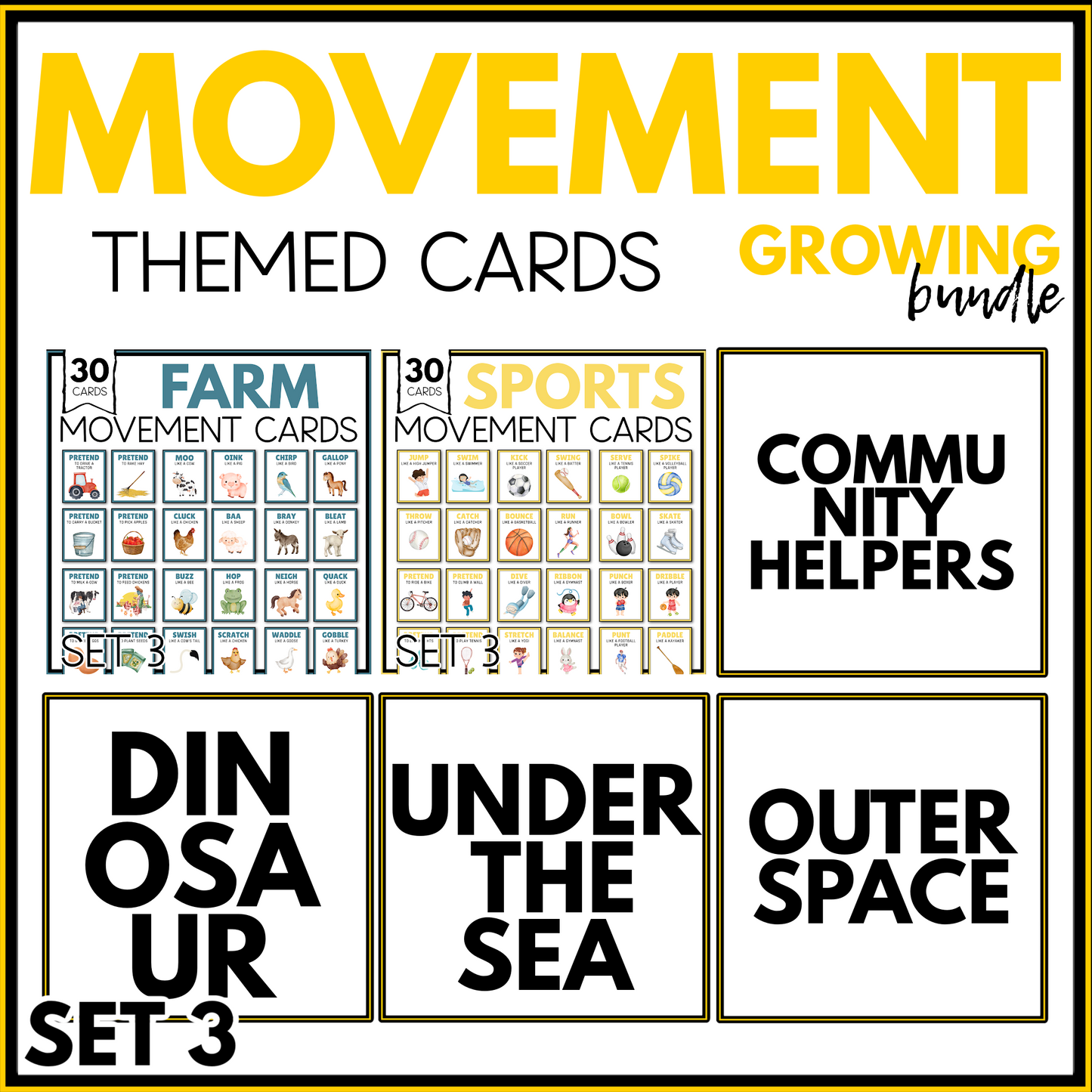 Themed Movement Cards Growing Bundle