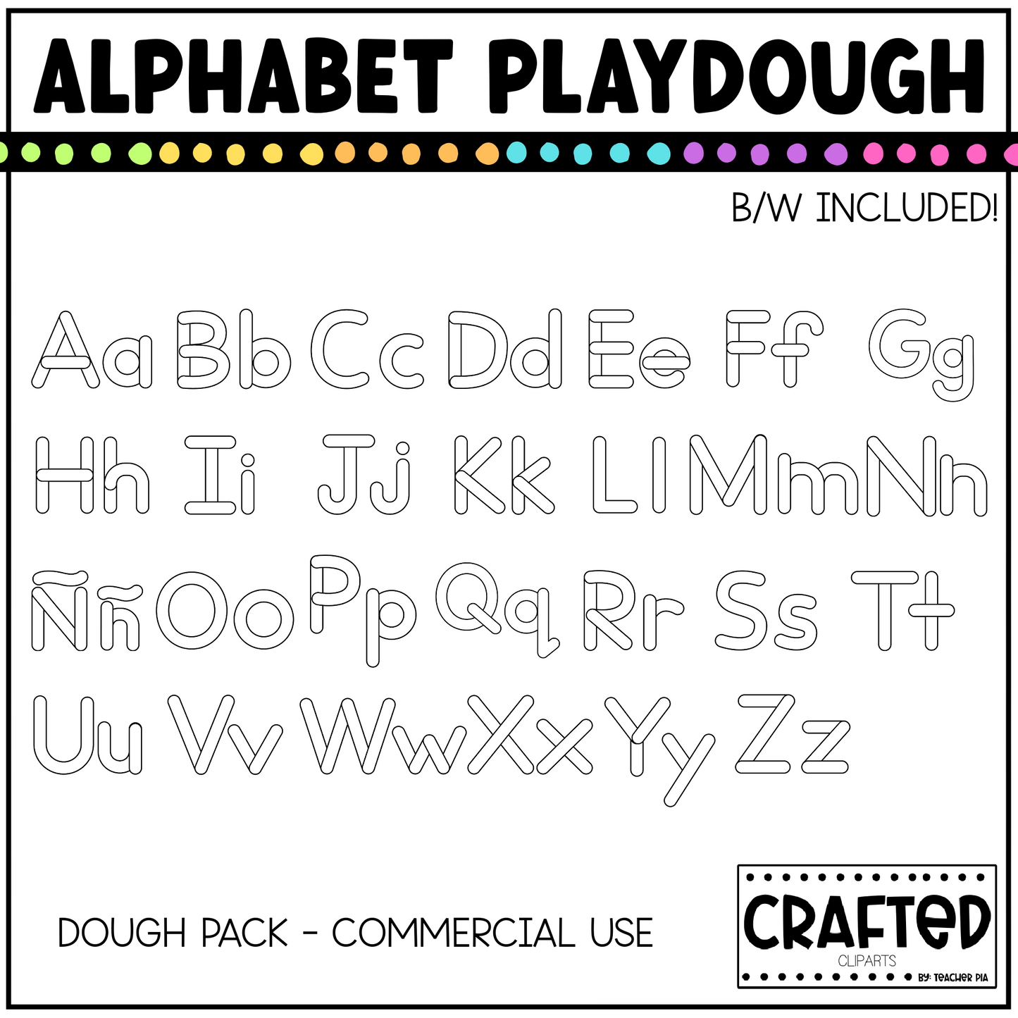 Rainbow Alphabet Playdough Clipart Pack