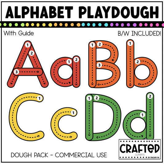 Rainbow Alphabet With Guide Playdough Clipart Pack