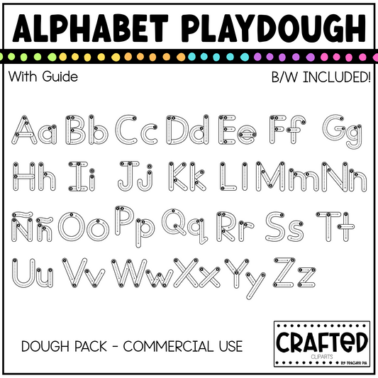 Rainbow Alphabet With Guide Playdough Clipart Pack
