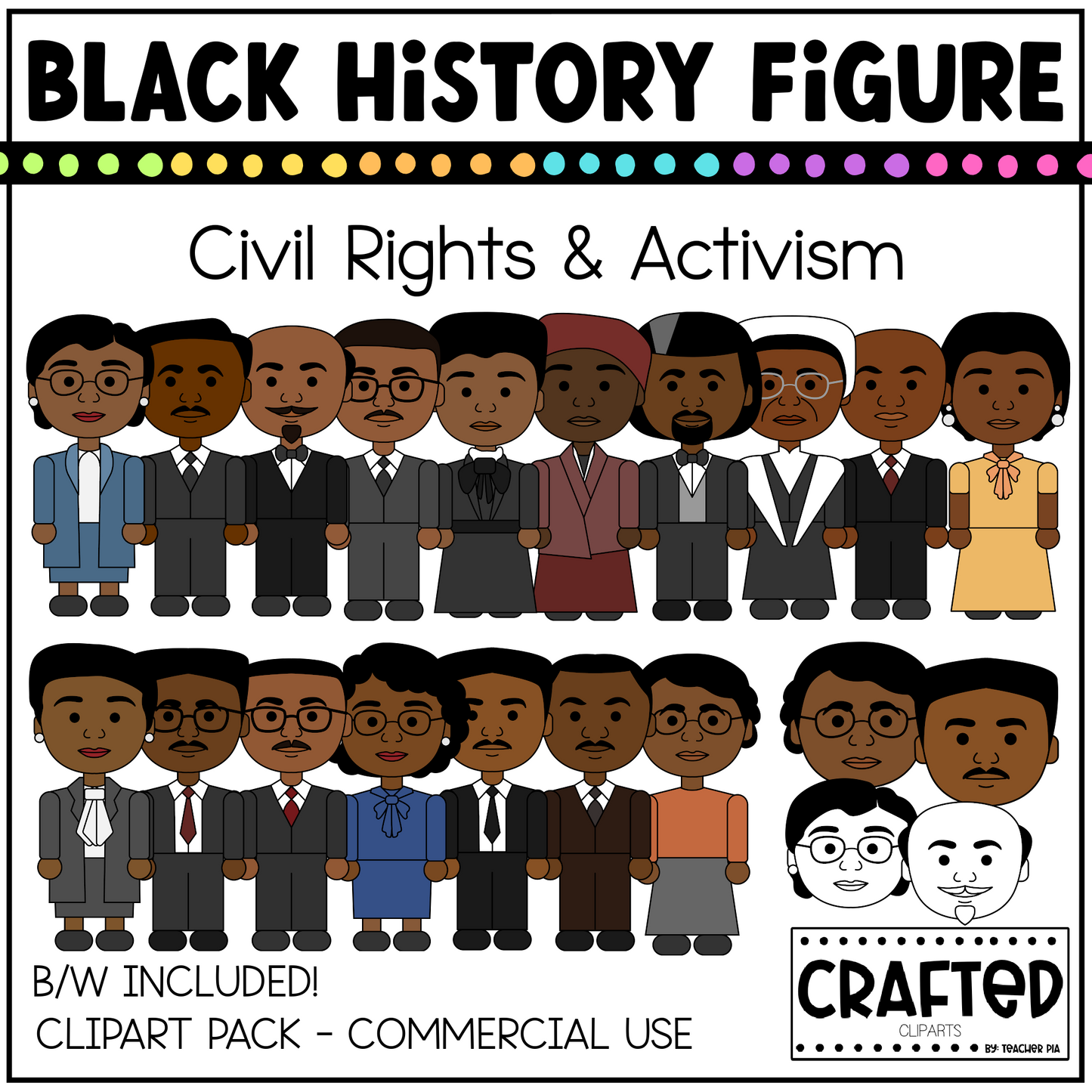 Black History Figures Civil Rights & Activism Clipart Pack Black History Month
