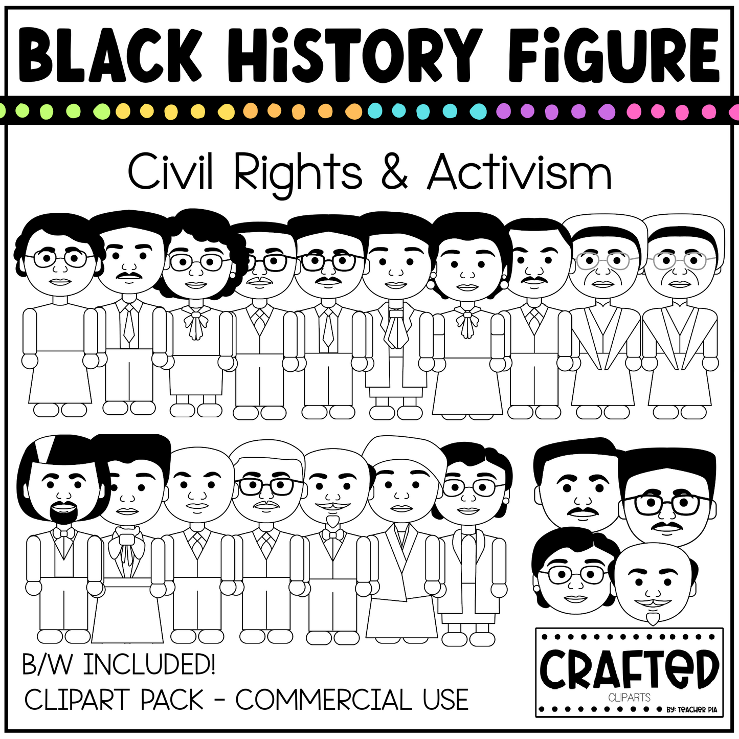 Black History Figures Civil Rights & Activism Clipart Pack Black History Month
