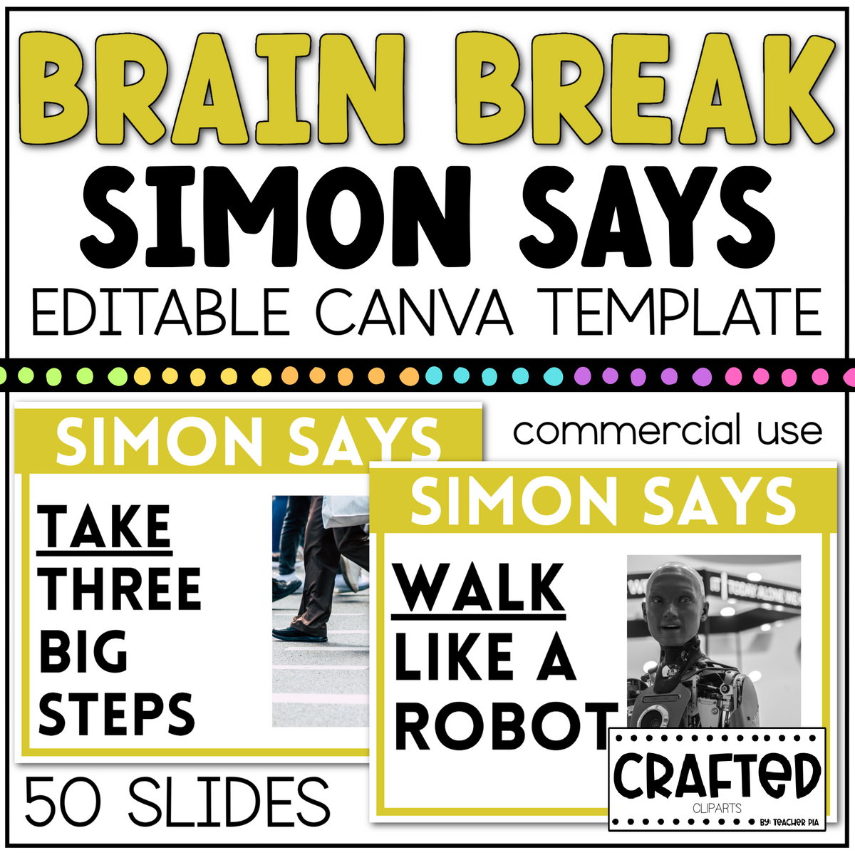 BRAIN BREAK Simon Says Canva Template Slides Ice Breaker