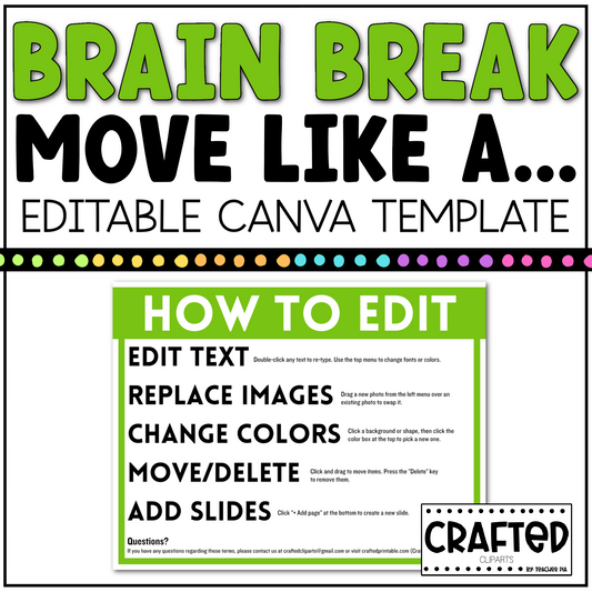 BRAIN BREAK Move Like A ... Canva Template Slides Ice Breaker