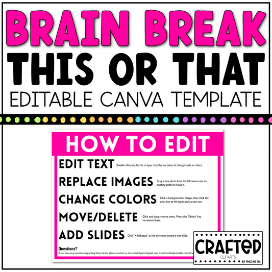 BRAIN BREAK This or That Canva Template Slides Ice Breaker