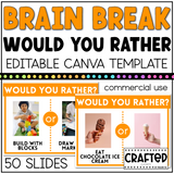 BRAIN BREAK Would You Rather Canva Template Slides Ice Breaker