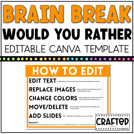 BRAIN BREAK Would You Rather Canva Template Slides Ice Breaker