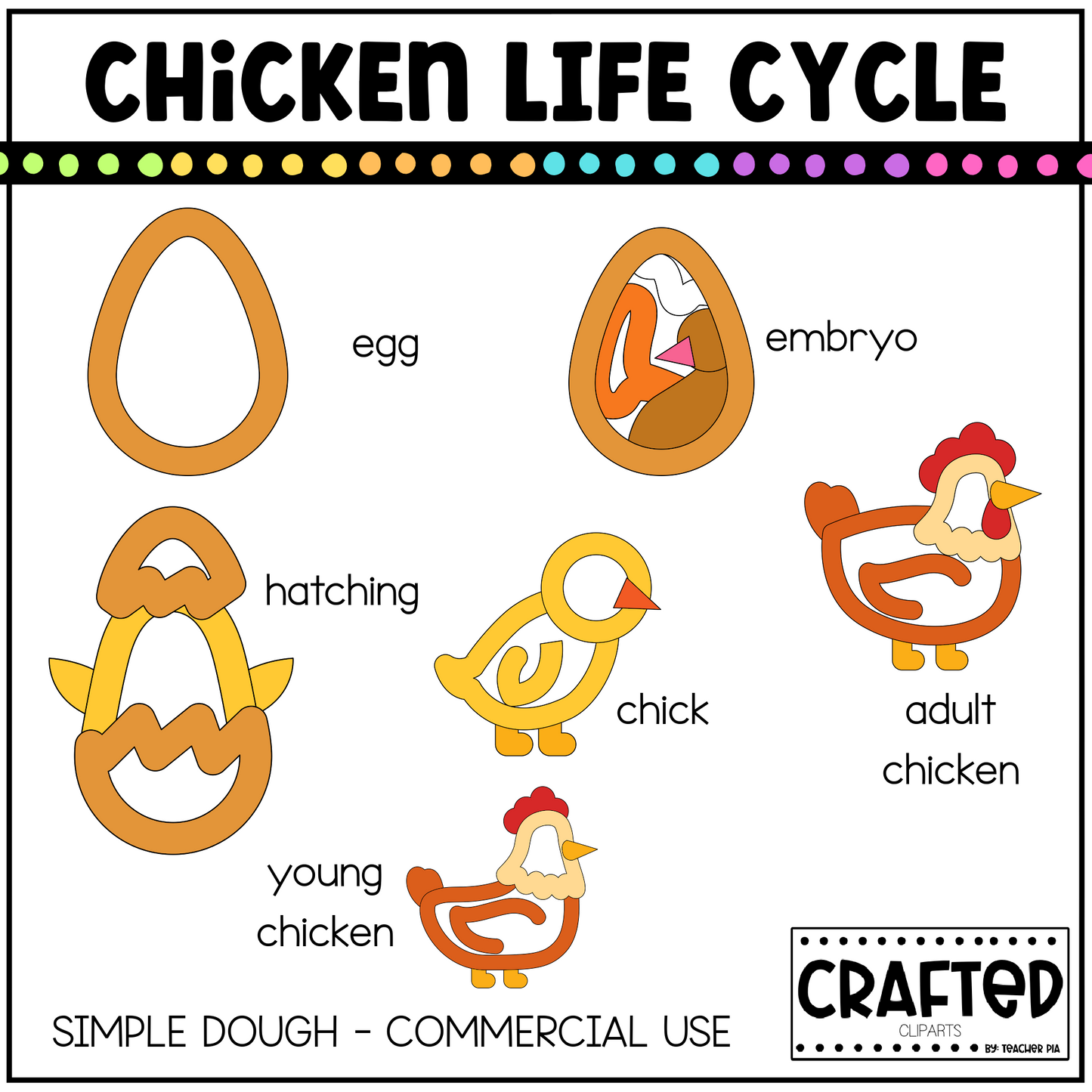 Simple Chicken Life Cycle Playdough Pack