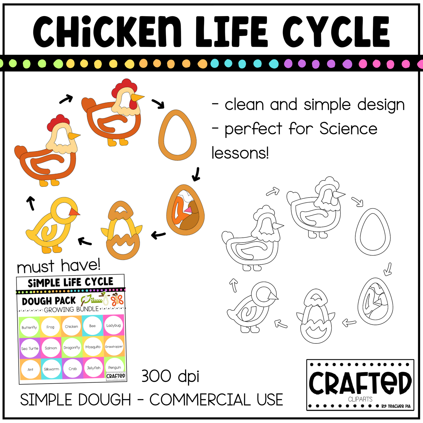 Simple Chicken Life Cycle Playdough Pack