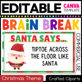 Editable Christmas Santa Says Virtual Brain Break Game Canva Template Slides