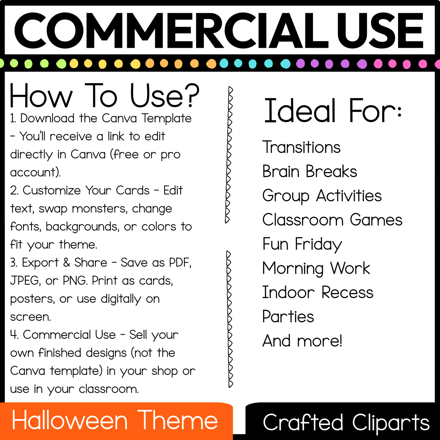 Editable Halloween Monster Says Virtual Brain Break Game Canva Template Slides
