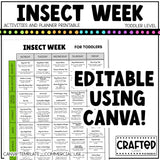 Editable Insect Week Activities and Planner Toddler Canva Template 2-4yo Sped