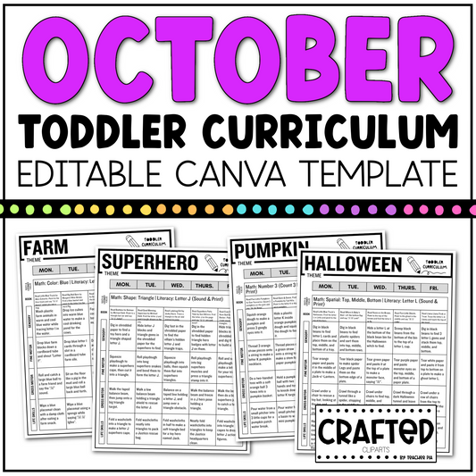 OCTOBER Editable Toddler Curriculum Canva Template Daycare Homeschool Tot SCHOOL
