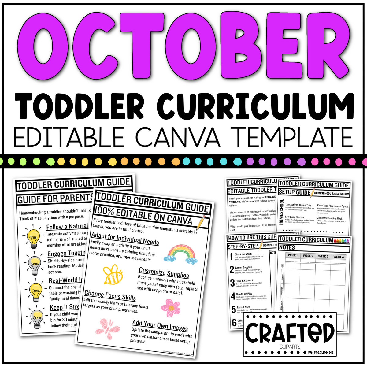 OCTOBER Editable Toddler Curriculum Canva Template Daycare Homeschool Tot SCHOOL