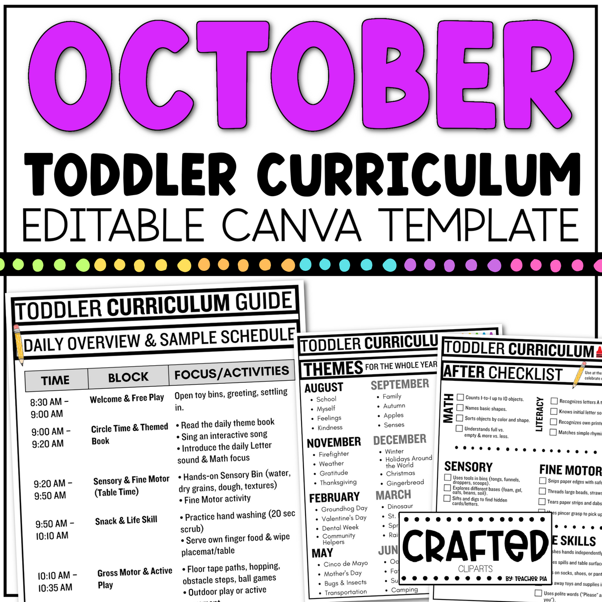 OCTOBER Editable Toddler Curriculum Canva Template Daycare Homeschool Tot SCHOOL