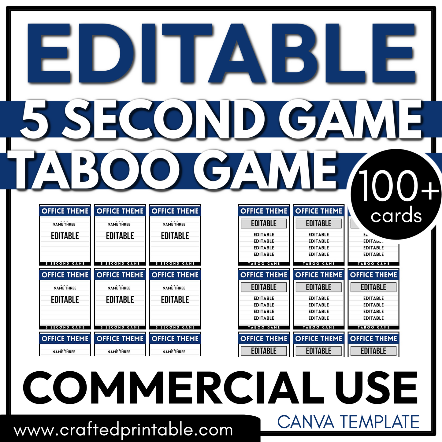 Editable Office Theme PLR Party Game 5 Second Game & Taboo Forbidden Word Game Commercial Use