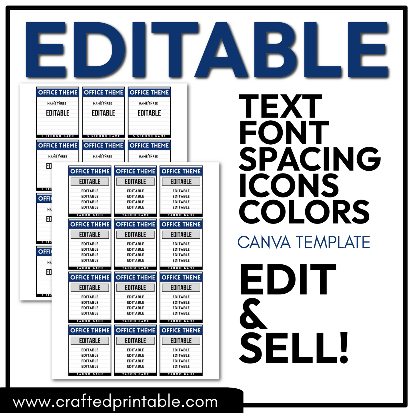 Editable Office Theme PLR Party Game 5 Second Game & Taboo Forbidden Word Game Commercial Use