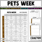 Editable Pets Week Play Activities and Planner Toddler Canva Template 2-4yo