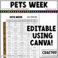 Editable Pets Week Play Activities and Planner Toddler Canva Template 2-4yo