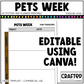 Editable Pets Week Play Activities and Planner Toddler Canva Template 2-4yo