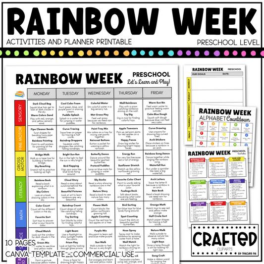 Editable Rainbow Week Activities and Planner Preschool Canva Template
