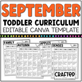 SEPTEMBER Editable Toddler Curriculum Canva Template Daycare Homeschool Tot