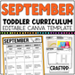 SEPTEMBER Editable Toddler Curriculum Canva Template Daycare Homeschool Tot