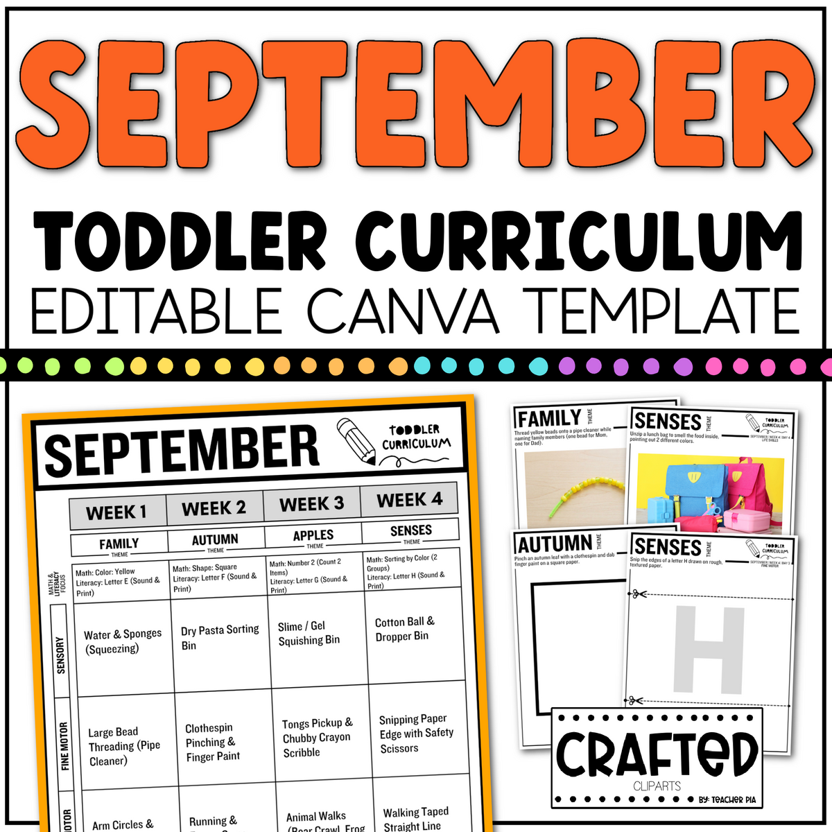 SEPTEMBER Editable Toddler Curriculum Canva Template Daycare Homeschool Tot