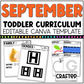 SEPTEMBER Editable Toddler Curriculum Canva Template Daycare Homeschool Tot