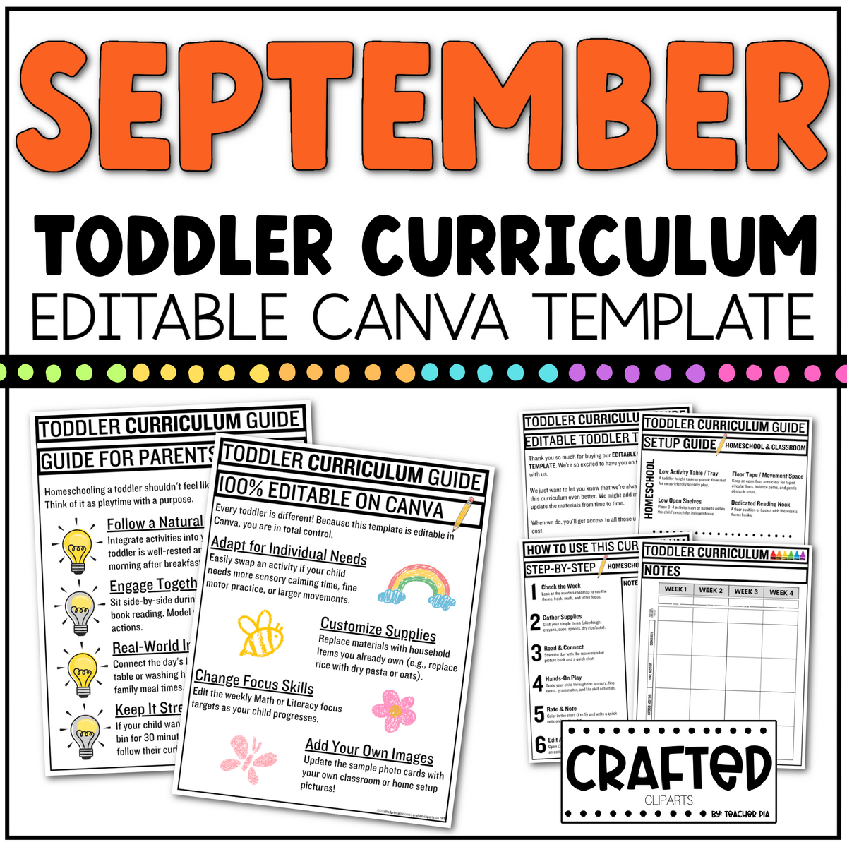 SEPTEMBER Editable Toddler Curriculum Canva Template Daycare Homeschool Tot