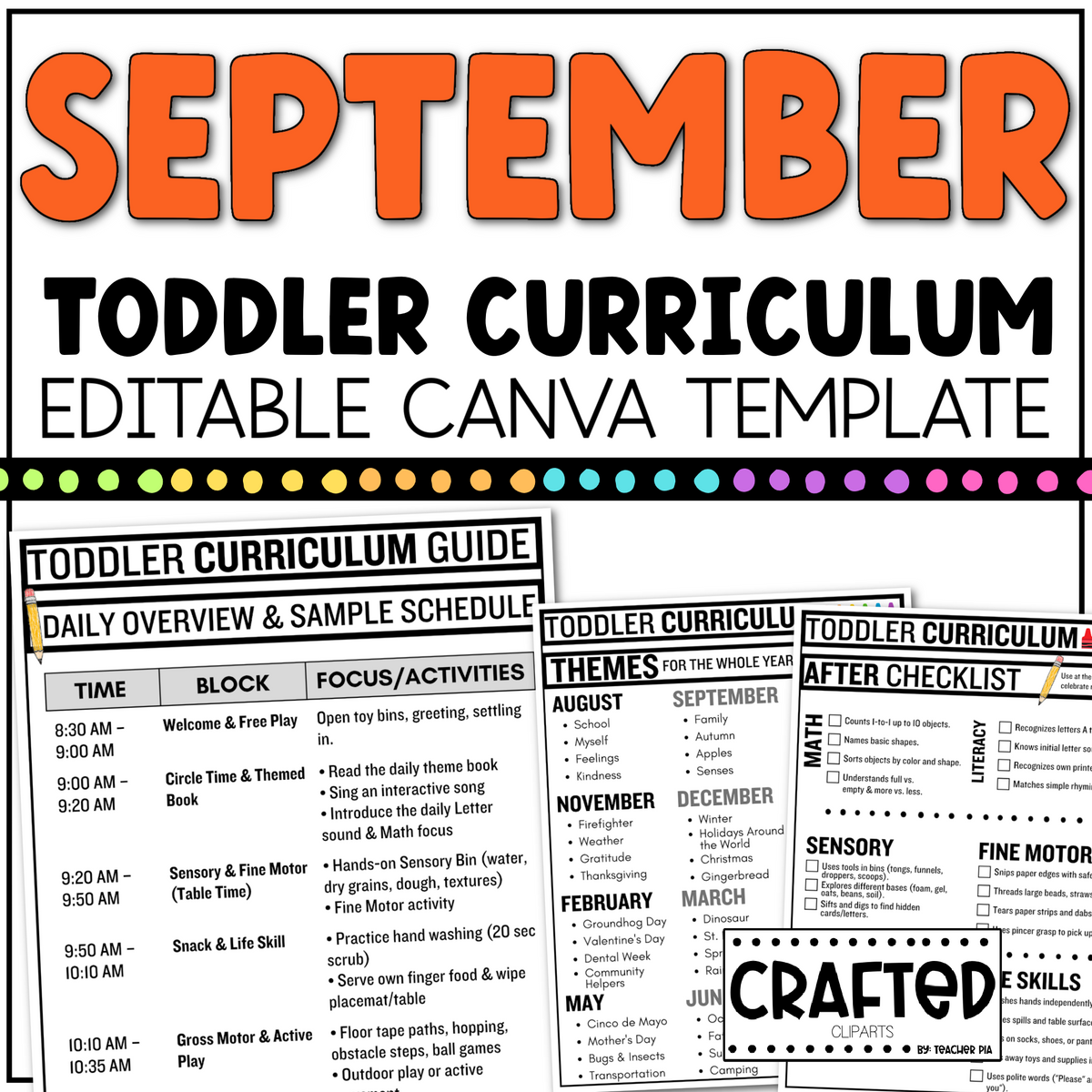 SEPTEMBER Editable Toddler Curriculum Canva Template Daycare Homeschool Tot