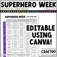 Editable Superhero Week Play Activities and Planner Toddler Canva Template 2-4yo