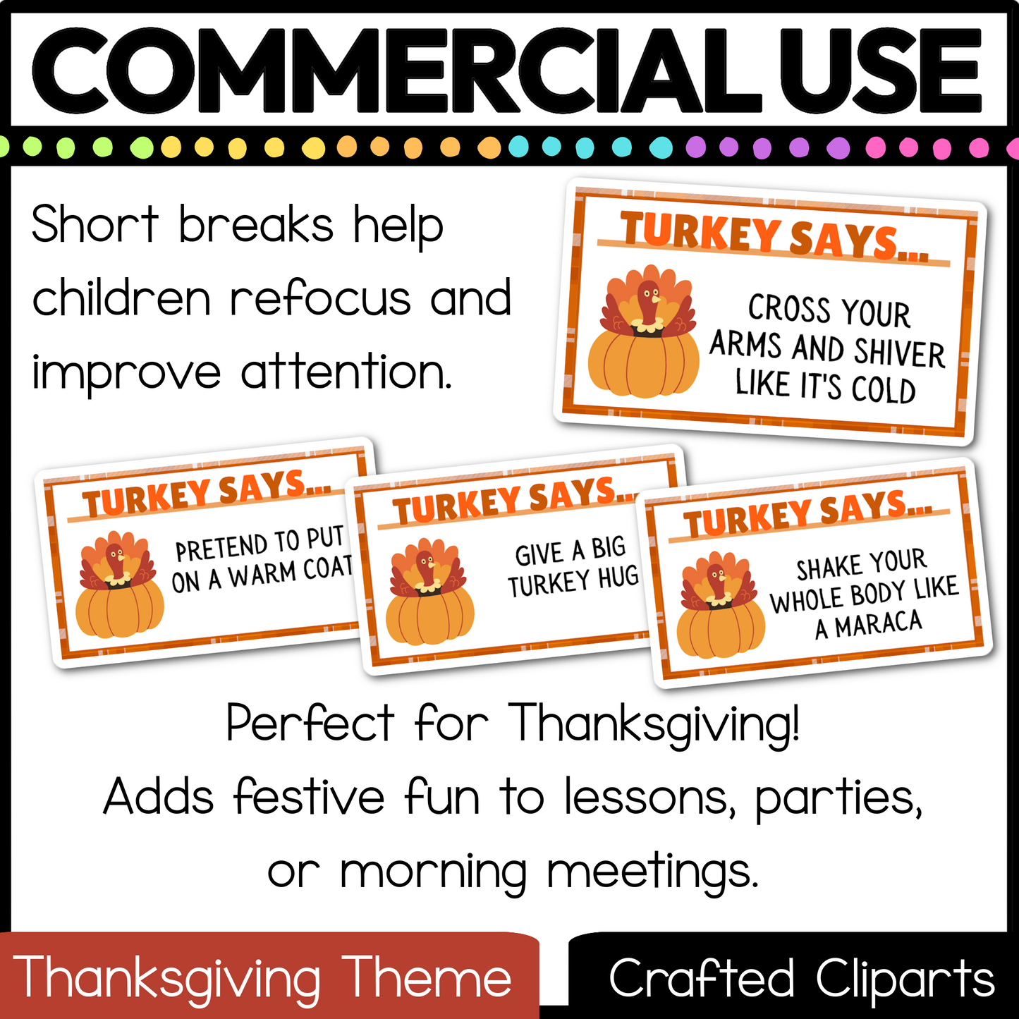 Editable Thanksgiving Turkey Says Virtual Brain Break Game Canva Template Slides